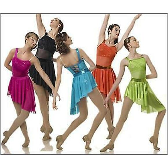 Dance Costume Curtain Call  R115 Large Adult Turquoise  Lyrical - Picture 1 of 2